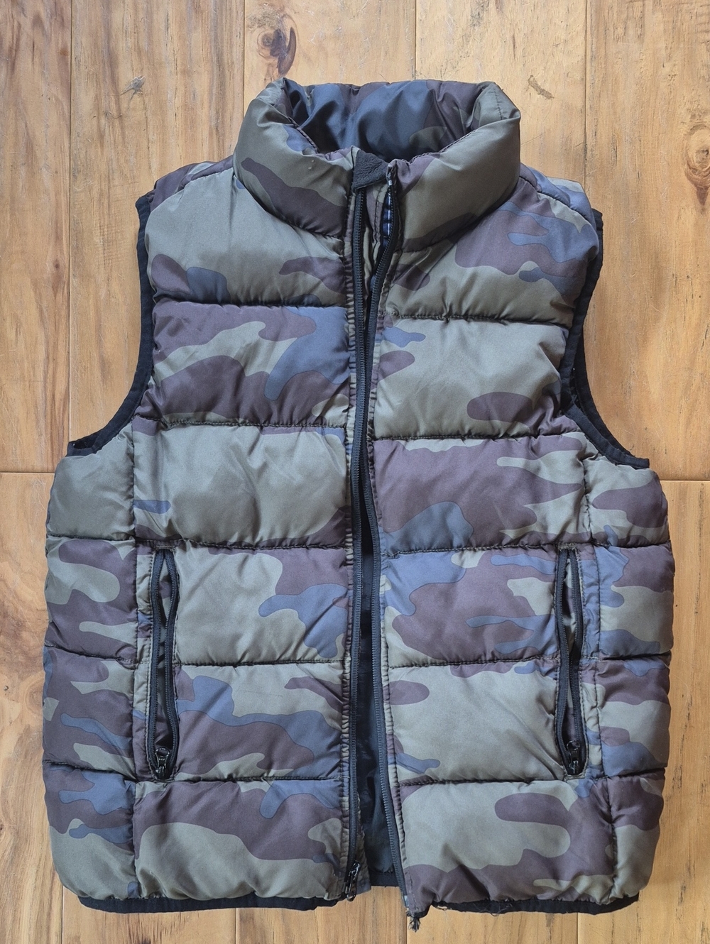 GAP Boys Army Olive & Brown Camo Puffer Vest